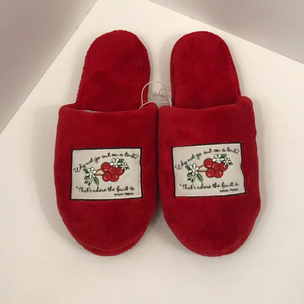 NWOT Fuzzy Red Slippers - Picture 11 of 15